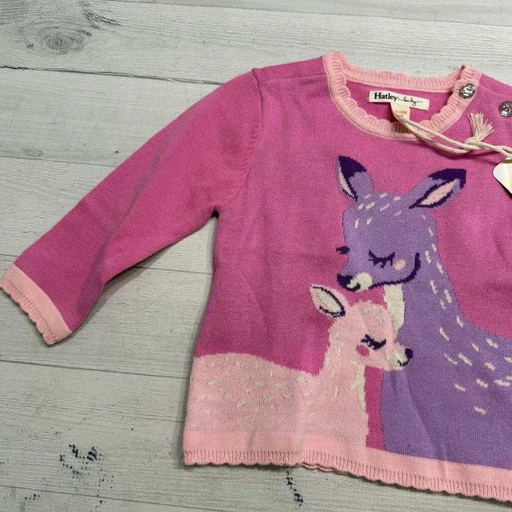 Hatley soft fawn baby sweater pink‎ purple 12-18 months NEW